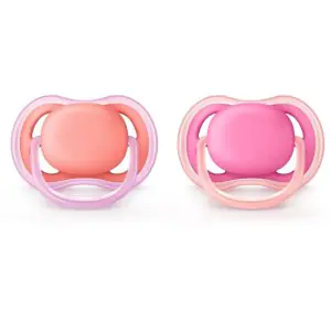 Avent Philips Silicone Ultra Air Pacifier, 0-6 Months, Pink/Peach, 2 Pack