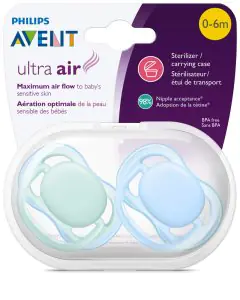 Avent Philips Ultra Air Pacifier, 0-6 months, blue/green, 2 Pack