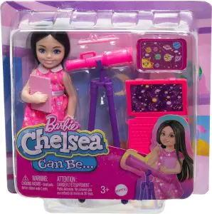 Barbie Chelsea Astronomer Doll & Accessories Set, Career-Themed Brunette Small Doll HTK33