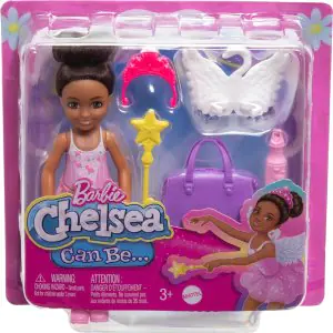 Barbie Chelsea Ballerina Doll & Accessories Set, Career-Themed Brunette Small Doll JCW58