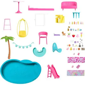 Barbie Dreamhouse, 75+ Pieces, Pool Party Doll House with 3 Story Slide, Pet Elevator and Puppy Play Areas​