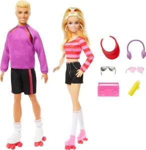 Barbie Fashionistas 2 Doll & 6 Accessories Set, Roller-Skating Theme, 65th Anniversary HXK90