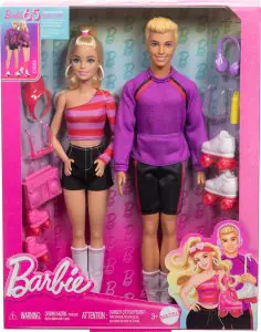 Barbie Fashionistas 2 Doll & 6 Accessories Set, Roller-Skating Theme, 65th Anniversary HXK90