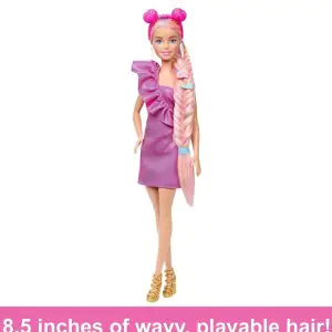 Barbie Fun & Fancy Hair Doll With Extra-Long Colorful Blonde Hair And Styling Accessories JDC85