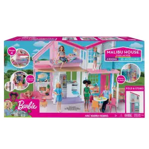 Barbie Malibu House Playset With 25+ themed Accessories FXG57