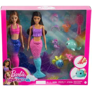 Barbie Mermaid Set With 2 Brunette Dolls
