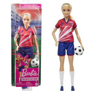 Barbie Soccer Doll, Blonde, #9 Uniform, Soccer Ball, Cleats, Socks HCN17