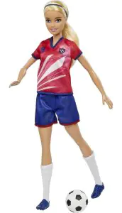 Barbie Soccer Doll, Blonde, #9 Uniform, Soccer Ball, Cleats, Socks HCN17