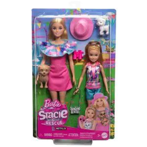 Barbie & Stacie Doll Set with 2 Pet Dogs & Accessories