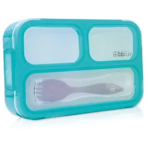 Bbluv Bento - Small Sealed Lunchbox with Spork - Aqua