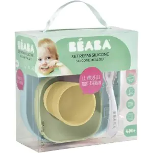 Beaba Silicone 4 pc Meal Set (Plate, Bowl, Cup & Spoon) Yellow