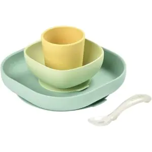 Beaba Silicone 4 pc Meal Set (Plate, Bowl, Cup & Spoon) Yellow