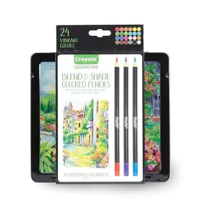 Crayola Signature Blend & Shade Colored Pencils with Tin, 24 Count