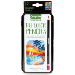Crayola Tri-Shade Colored Pencils with Decorative Tin ,12 Count