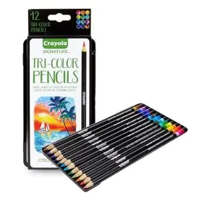 Crayola Tri-Shade Colored Pencils with Decorative Tin ,12 Count