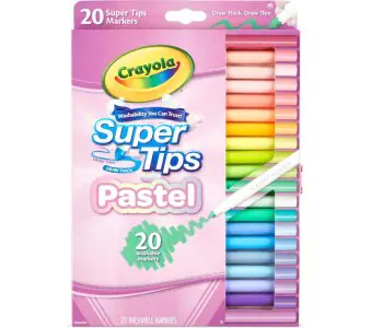 Crayola Washable Super Tips, Pastel Markers (Pack of 20 Markers)