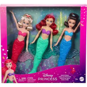 Disney Princess Mattel Ariel Mermaid Fashion Doll & 2 Mermaid Sister Dolls - HYB66