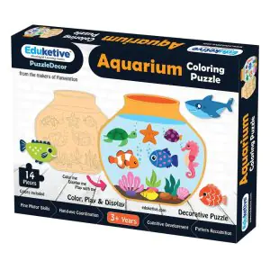 Eduketive PuzzleDecor Aquarium Decorative Coloring Puzzle with Stand 14 Pieces