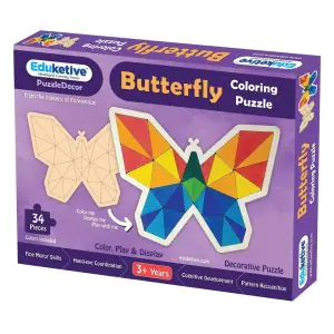 Eduketive PuzzleDecor Butterfly Decorative Coloring Puzzle with Stand 34 Pieces