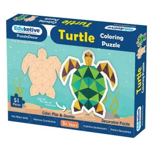 Eduketive PuzzleDecor Turtle Decorative Coloring Puzzle with Stand 51 Pieces