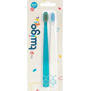 Flipper 2-Piece Twigo Toothbrush for Kids - Blue & White