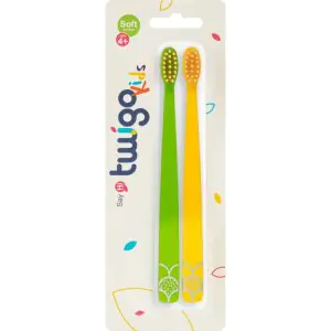 Flipper 2-Piece Twigo Toothbrush for Kids - Green & Yellow