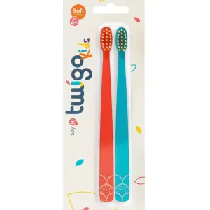 Flipper 2-Piece Twigo Toothbrush for Kids - Orange & Blue