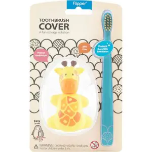 Flipper Fun Animal Giraffe Toothbrush Cover & Toothbrush Combo Pack