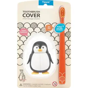 Flipper Fun Animal Penguin Toothbrush Cover & Toothbrush Combo Pack