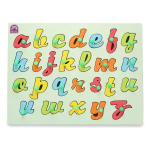 Hilife English Alphabet Knobbed Puzzle Cursive - Educational Wooden Puzzle for Kids