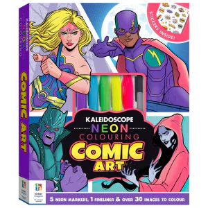Hinkler Kaleidoscope Neon Colouring Kit Comic Art