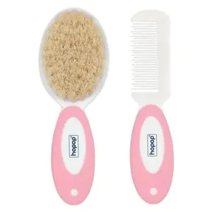 Hopop Natural Soft Bristle Comb &  Brush Set 0m+