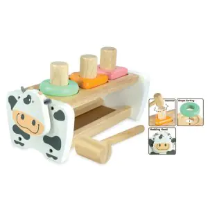 I'm Toy Wooden Cow Hammer And Peg Bench