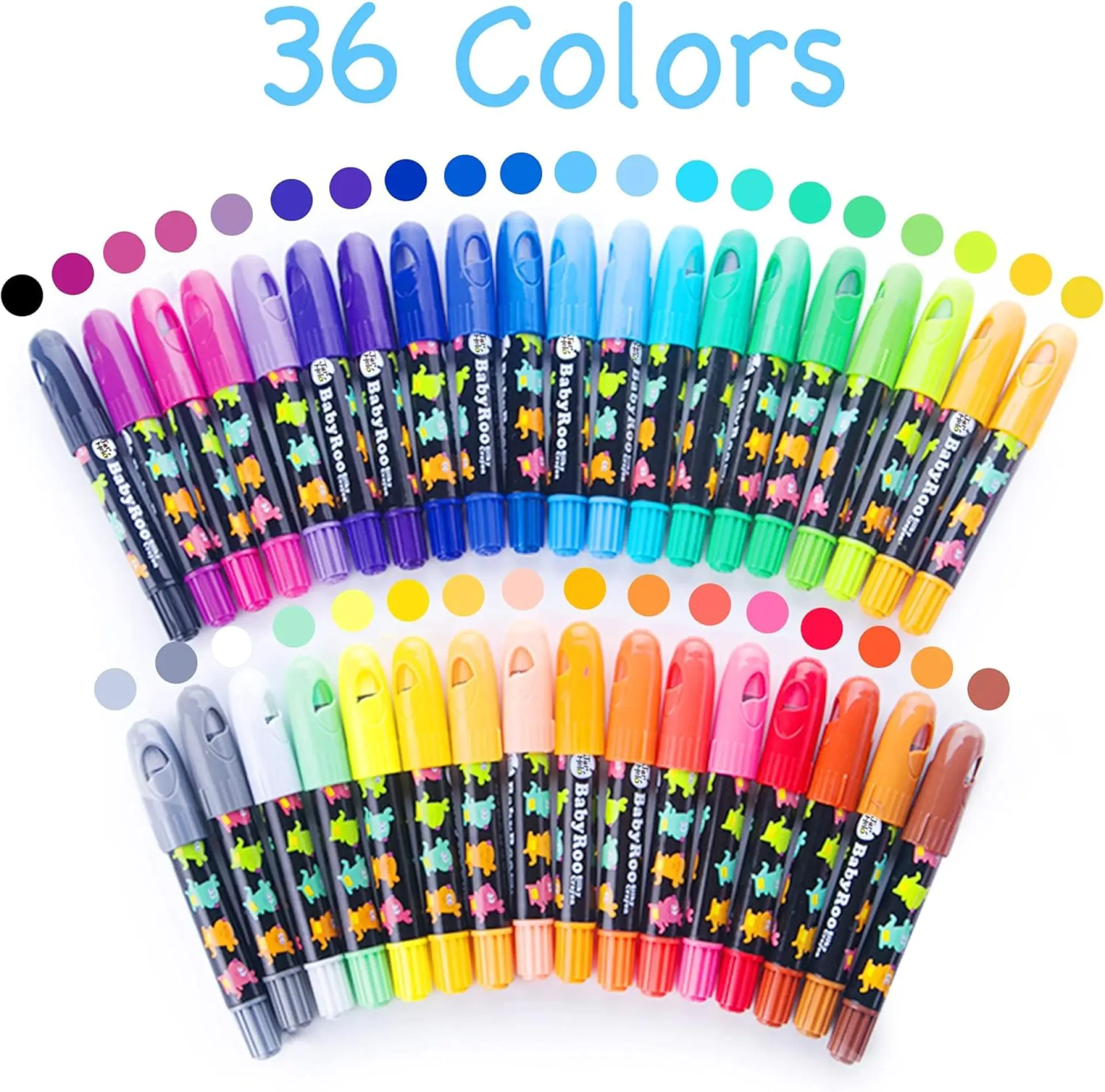 画材Jar Melo ジャーメロ　無毒の洗えるクレヨン 36色 Jar Melo Silky Washable Crayons 36 Colors JA90459 - Where