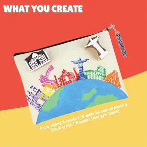 Kalakaram DIY Blocks Print Canvas Pouch Kit