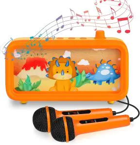 Kids Karaoke Machine Bluetooth Speaker with 2 Microphones
