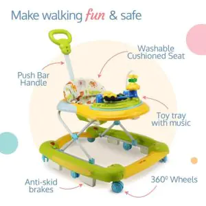 LuvLap Comfy Baby Walker & Rocker - Green