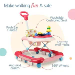 LuvLap Comfy Baby Walker & Rocker - Pink