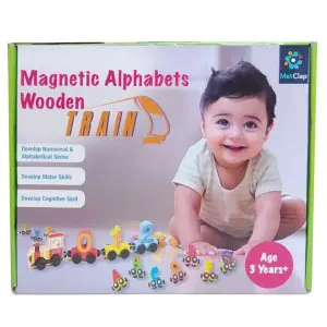 MetClap Magnetic Alphabets Wooden Train - 26 Alphabets and Number