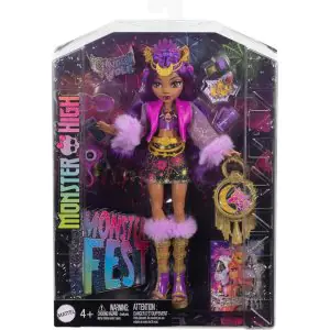 Monster High Clawdeen Wolf Doll with Glam Monster Fest Outfit and Festival Themed Accessories Like Snacks HXH80