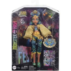 Monster High Cleo Denile Doll With Glam Monster Fest Outfit and Festival Themed Accessories Like Snacks HXH81