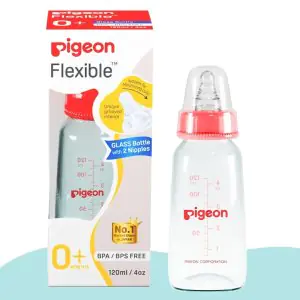 Pigeon Flexible Glass Baby Feeding Bottle - 0m+