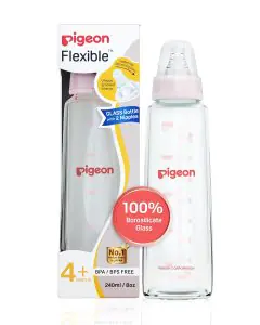 Pigeon Flexible Peristaltic Baby Feeding Bottle 4m+ (Pink)