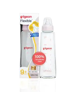 Pigeon Flexible Peristaltic Baby Feeding Bottle 9m+ (Pink)