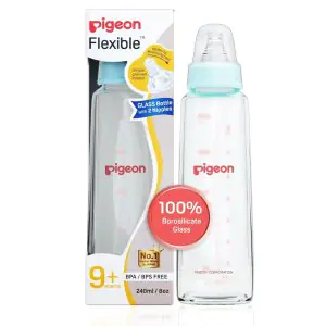 Pigeon Glass Baby Feeding Bottle - 9m+ (Pale Blue)