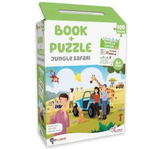 Popcorn Book + Puzzles Jungle Safari - 100 Piece