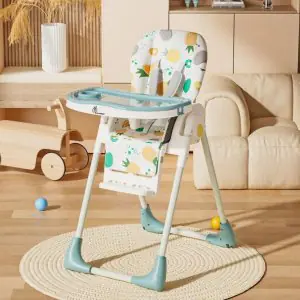 R for Rabbit Marshmallow Lite High Chair Aqua Pine - 6 Level Height Adjustment