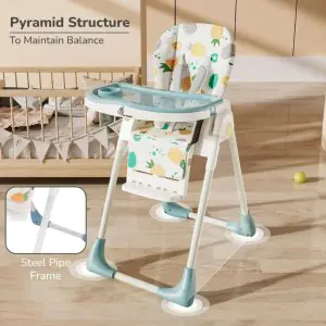 R for Rabbit Marshmallow Lite High Chair Aqua Pine - 6 Level Height Adjustment