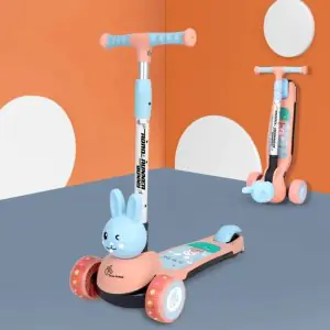 R for Rabbit Road Runner Bunny Scooter Pink Blue With PU LED Wheels