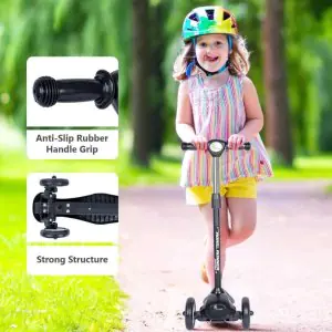 R for Rabbit Road Runner Junior Scooter Black - 3 Level Height Adjustment